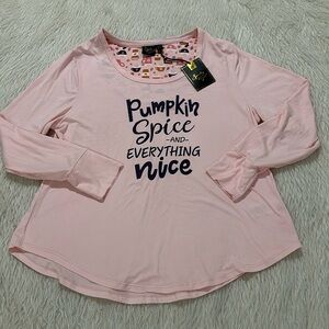Pumpkin spice and everything nice pj lounge top size xl new